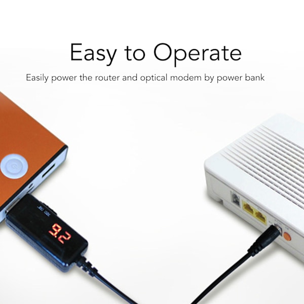 Powerbank Routerkabel 9V 12V HD Digital Display USB Powerbank Router Boost-kabel för Optiskt Modem