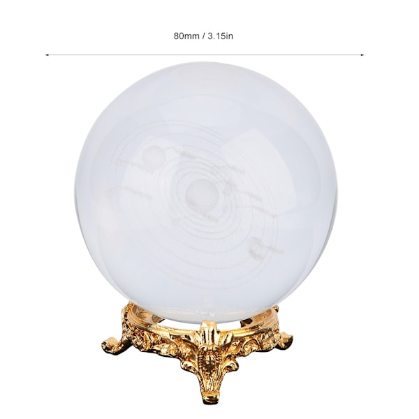 80mm K9 Crystal Photography Prop Decoration Art Decor Crystal Ball(Golden Metal Base)