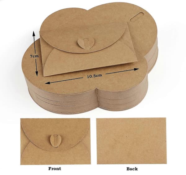 100 Kraftpapirkonvolutter med 100 Tomme Papirkort, Minikonvolutter med Hjerte for Gavekort DIY Graffiti [db]