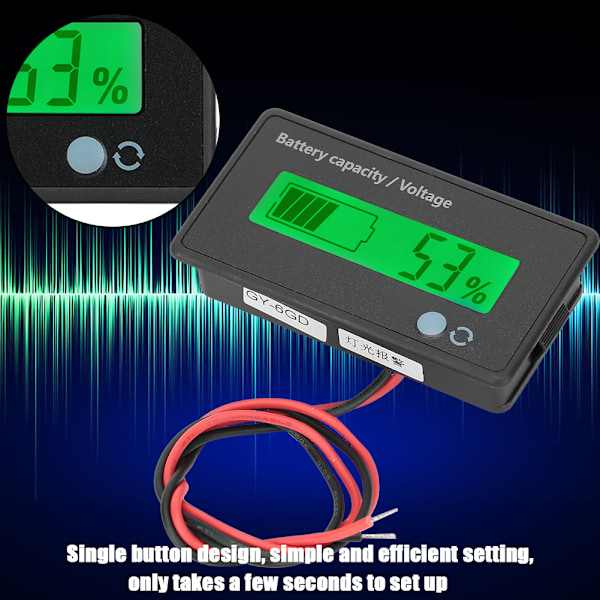 GY-6GD PCB HTN Batterikapacitetsmonitor Indikator LCD-display med Blinkande Alarm 12-84V Grön