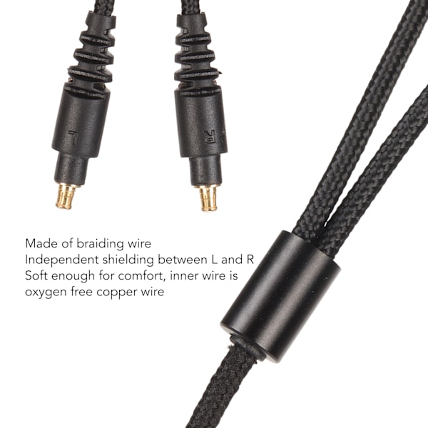3,5 mm Ersättningshörlurskabel Guldpläterad Kontakt Flätad Kabel Ersättningssladd för ATH MSR7b ATH SR9 ATH ESW990H 1,2 m