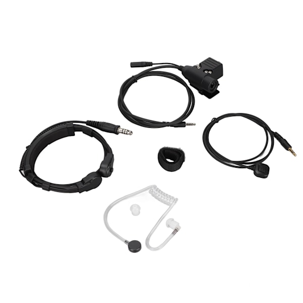 7,1 mm Teleskopiskt Halsmikrofon Headset + Fingermikrofon U94 PTT Akustisk Tub Hörsnäcka för 3,5 mm Mobiltelefonkontakt