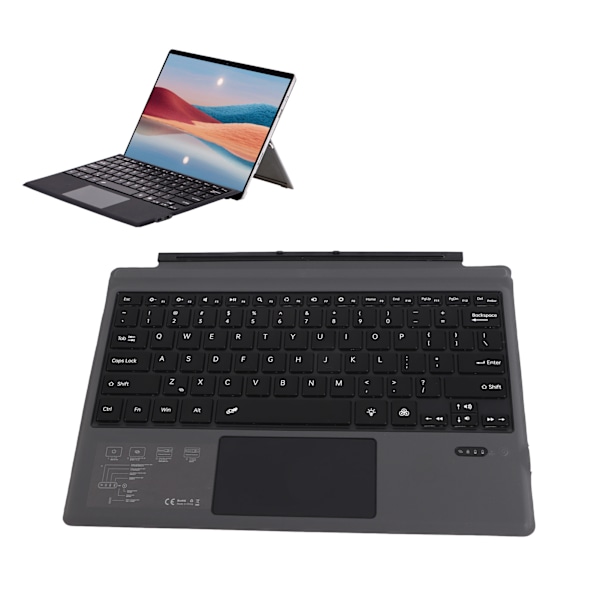 Magnetiskt Bluetooth-tangentbord Färgglad Bakgrundsbelysning Multi Touchpad Trådlöst Bluetooth 5.0 Tablet-tangentbord för Pro 3 4 5 6 7 Svart