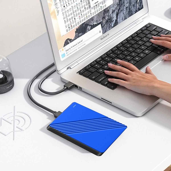 Extern Hårddisk Ultratunn 2.5 Tum USB 3.0 Aluminiumlegering Plug and Play Mobil Hårddisk för Dator TV Telefon Blå 80GB
