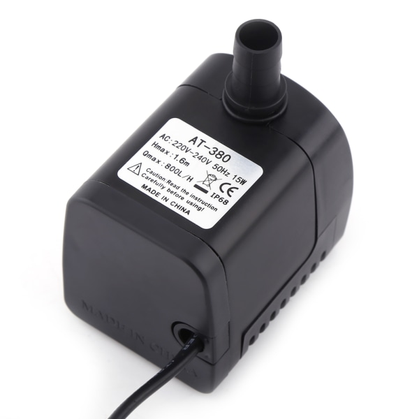 1 stk. Plast 220V 15W 800L/H Springvand Luft Fisktank Akvarium Vand Nedsænkelig Pumpe Sort
