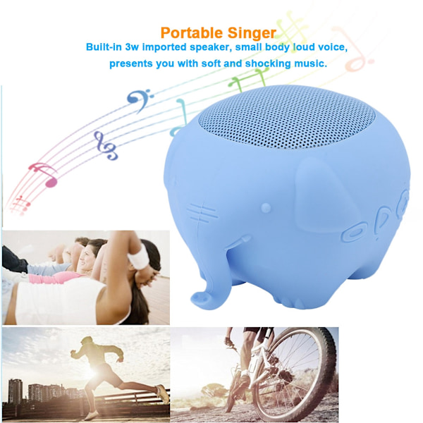 Söt husdjursformad elefant, portabel trådlös Bluetooth 5.0-högtalare 400mAh Stereo med MIC (Blå)