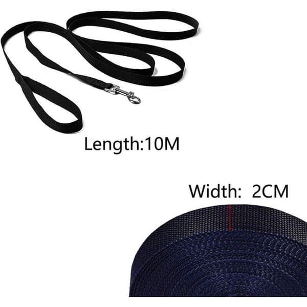 10m Strong Nylon Dog Leash - Training Leash with 360° Swivel Buckle - Comfortable Grip for
