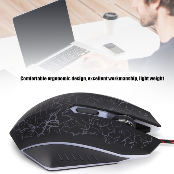 Trådbunden Gamingmus USB-port Ergonomisk 3200 DPI Justerbar RGB Optisk Datortillbehör Svart