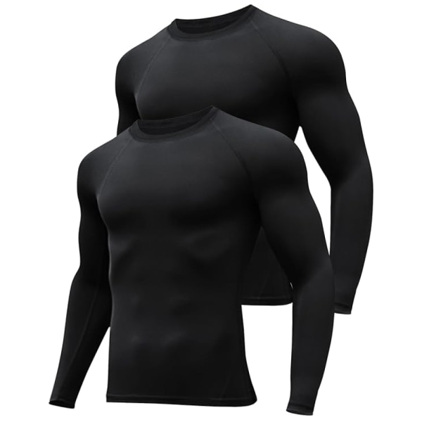 2 stk. Base Layer T-Shirt Tights--Sorte lange ærmer black XXXL
