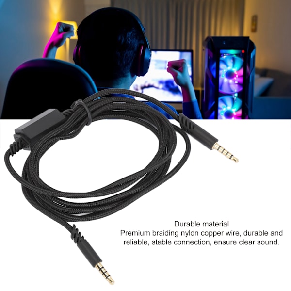 Spelkabel Hörlursljudkabel Ersättningskabel med Tyst Kontrollbrytare för Logitech för ASTRO A10 A40 A40 TR Svart