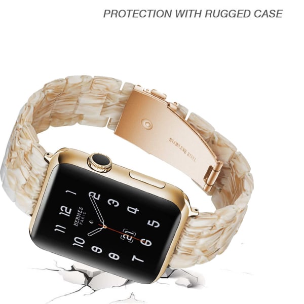 Kompatibel med Apple Watch Strap 38-40 mm / 42-44 mm Series 5/4/3/2/1, slankt resin-armbåndsudskiftningstilbehør til urbånd 42-44mm Silk white