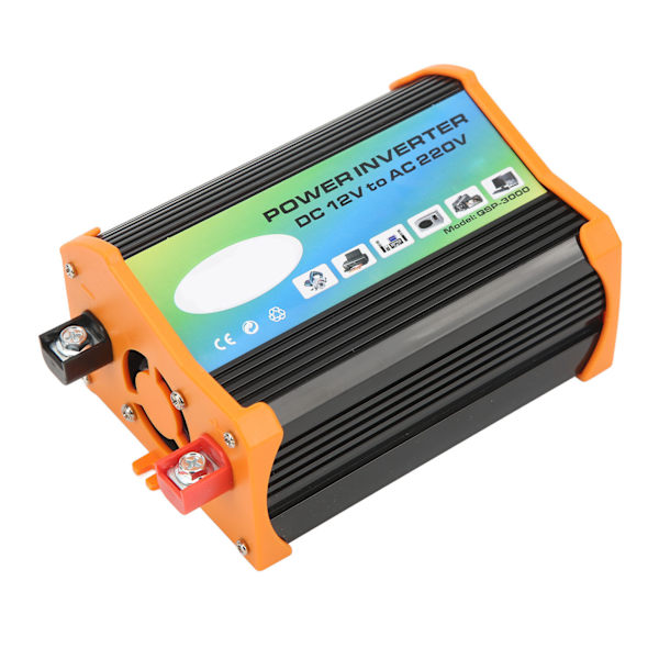 300W Modifierad Sinusvåg Bilinverter DC 12V till AC 220V Bilkraftinverter med Dubbla USB-Portar för Utomhusresor Svart
