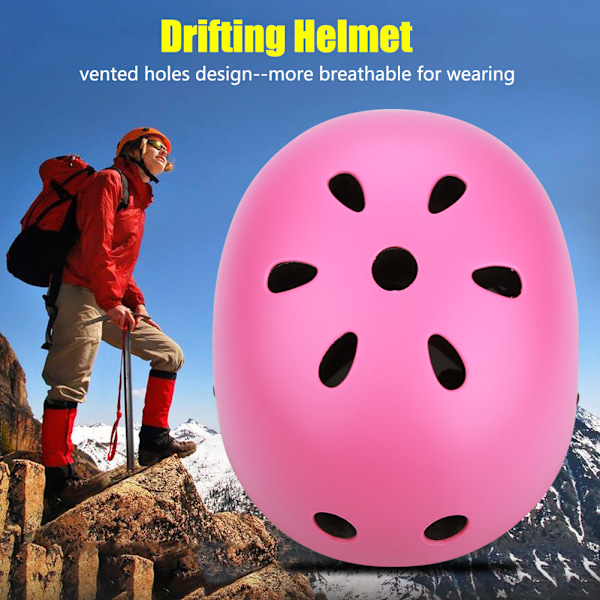Hjälm Justerbar Rem Huvudskyddsutrustning Utomhus Klättring Drifting Utrustning (Rosa-M)