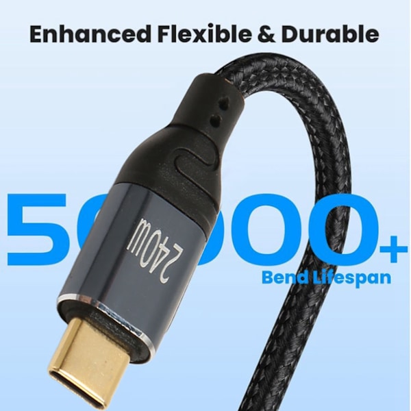 USB C till USB C Kabel 240W PD3.1 Snabbladdning E Mark Chip 480Mbps 1m Hane till Hane USB C Förlängningskabel för Surfplatta