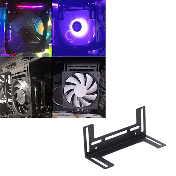 Datorradiatorfläkthållare Förtjockat Rostfritt Stål Lågt Ljud Chassifläkt Monteringsställ för 8cm 9cm 12cm Fläktar Svart