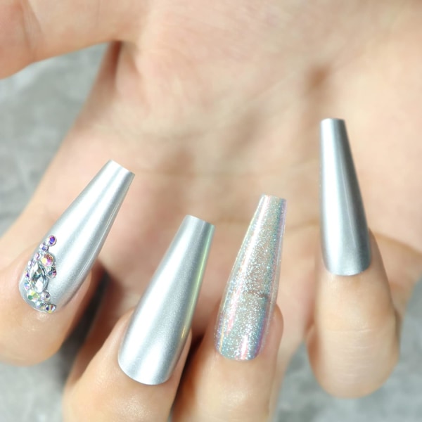 Perfekt present för kvinnor, återanvändbara lösnaglar med gradientdesign, lättapplicerad nagelkonst av salongskvalitet, akrylnaglar med full täckning, press-on-naglar