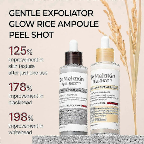 2 STK. PEEL SHOT GLOW EXFOLIERENDE RISAMPUL (HVIDE RIS/SORTE RIS)[TT]