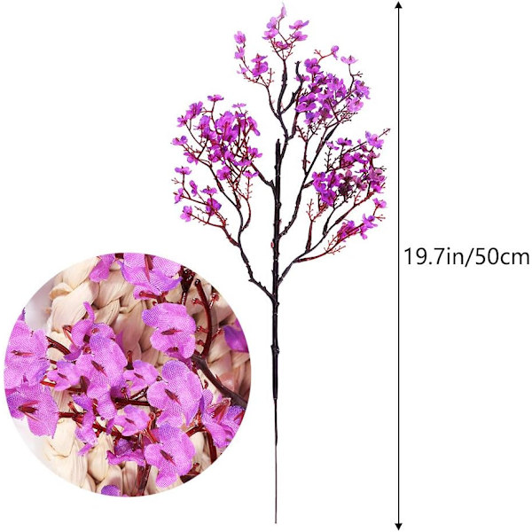 6 st Fall Faux Blommor Fake Babys Breath Blomma Bulk Konstgjord Gypsophila Bukett Siden Blommor Arrangemang Centerpieces för Hem Kök Sovrum Purple