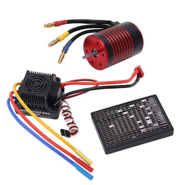 Vattentät 3650 Borstlös Motor med 60A ESC Programmeringskort Combo Set Tillbehör för 1/10 RC Bil 5200KV