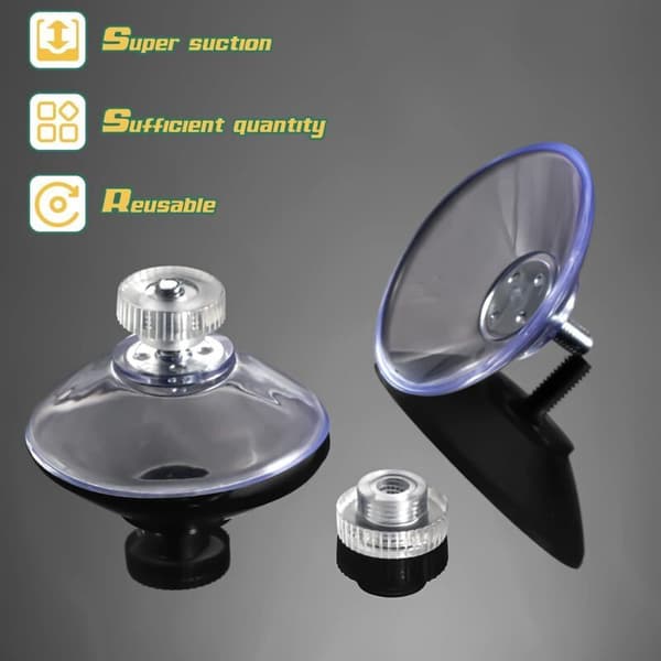 40 mm Plastic Suction Cups - Transparent PVC Suction Cup with Screw Nut - Strong Adhesive for Smooth Surfaces - Pack