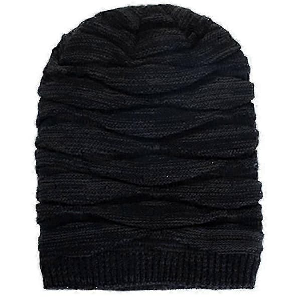Unisex Vinter Slouch Mössa Oversized Varm Stickad Mössa Black