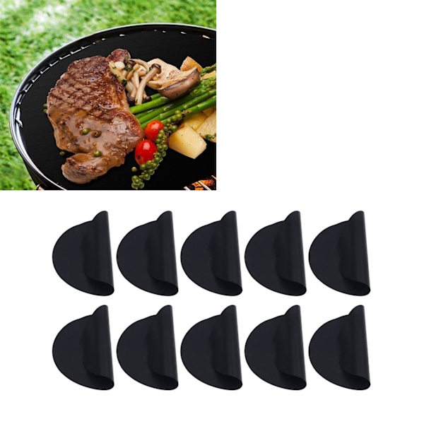 10Pcs Round Barbecue Grill Mat PTFE Reusable Non Stick High Temperature Resistant Fryer Mat for Frying Cooking Grilling