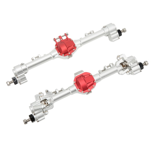 RC-axel i aluminiumlegering, integrerad CNC-höjd, främre och bakre portalaxel för Axial SCX10 II 90046 90047 D90 D110 1/10 RC-bil, silverröd