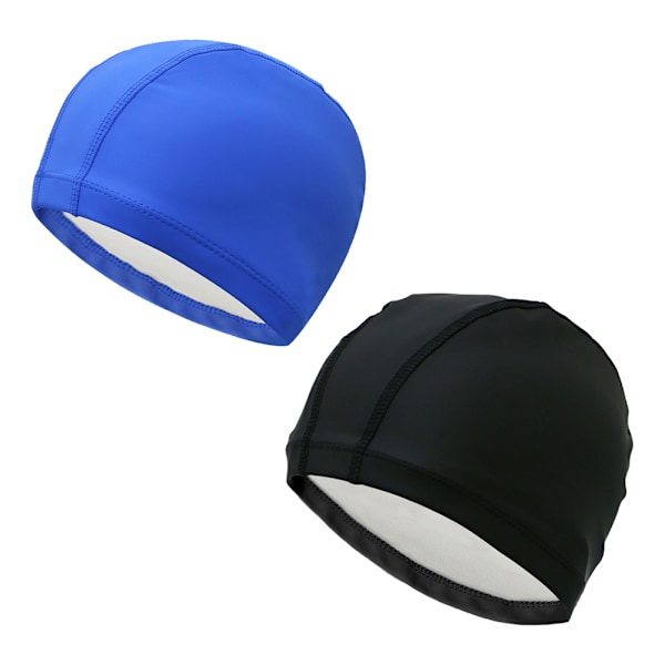 2-pack Unisex Badmössa med Öronskydd Vattentät PU-belagd Bekväm Flexibel Simmössa för Kvinnor Män Barn Vuxna