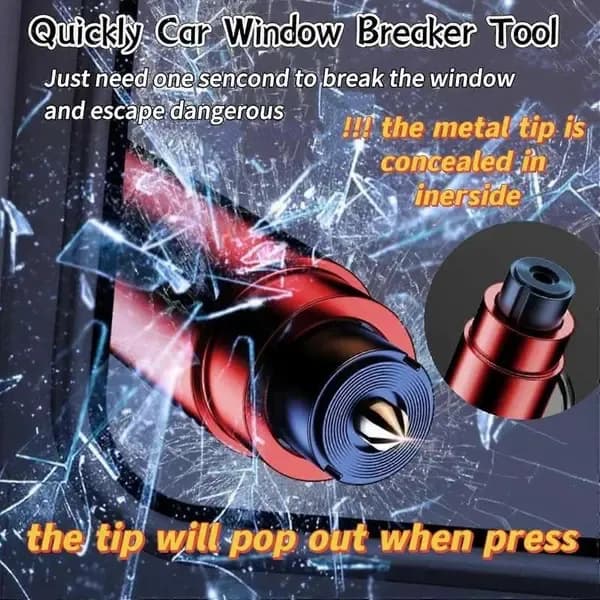 1-5x Rød Safe Pro X Bilvindusknuser, Bil Nødhammer med Beltekutter, Livredningshammer 5PCS