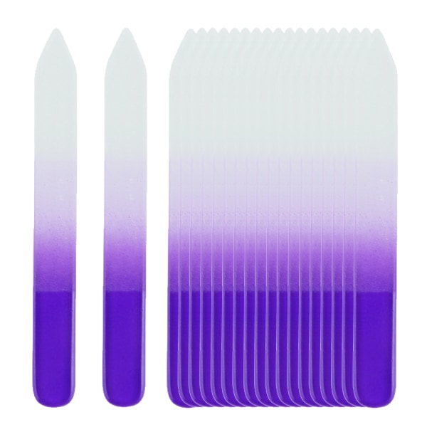 Sæt med 20 professionelle krystalglas neglefiler Manicure gradient regnbuefarve til neglepolering 20pcs long purple