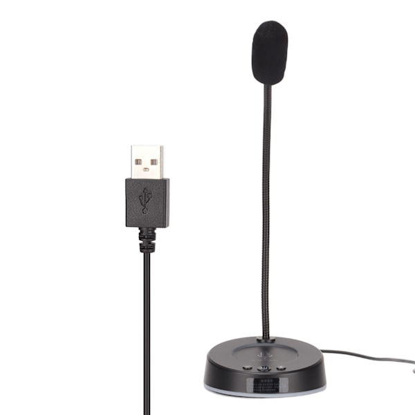 Skrivbordsmikrofon Brusreducering 360 Graders Metallslang Anti-interferens RGB USB Datormikrofon för Kontorsmöten