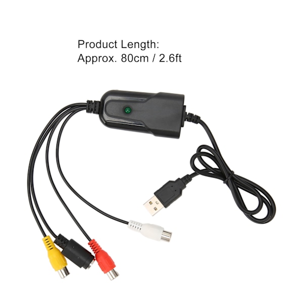 Videoinspelningskort RCA till USB Ljud Video Konverterare VHS DV VCR Hi8 DVD till Digital Konverterare för Windows för OS X