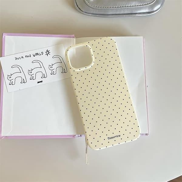 inewateri Compatible with iPhone 15 Case, Cute Fashion Dotted Design, Soft TPU Slim Protective Case Yellow Yellow iPhone15