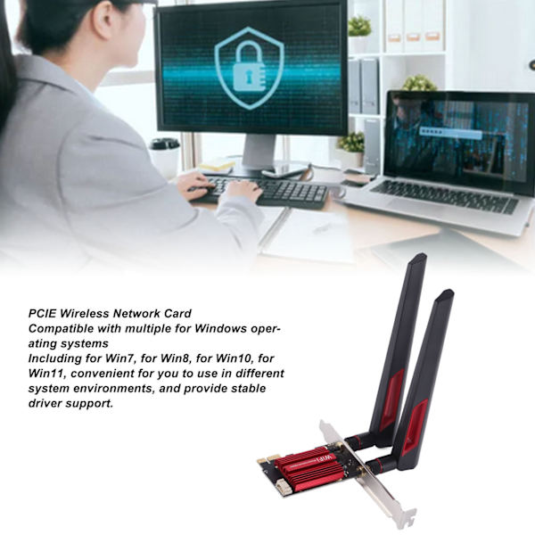 7260AC Pro PCIE WiFi-kort 1200Mbps 2.4G 5G Dual Band BT4.0 PCIE Trådlöst Nätverkskort med 2 10dBi Förstärkning för Windows 7 8 10 11