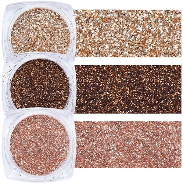 Lösningsmedelsresistent glitter för holografiskt guldglitter, gelpolerings-dipppulverset lyfter din manikyr, blandade färger, 6 st