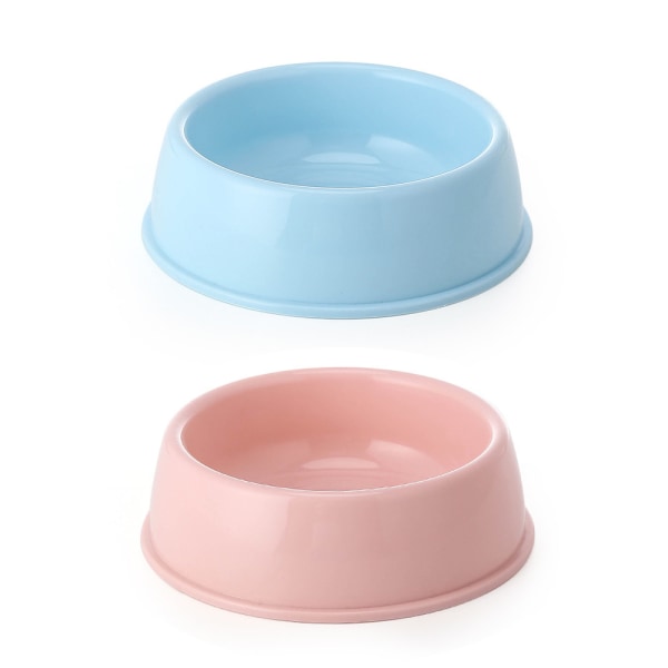 2kpl Candy Color Pet Bowl muovinen koiran kulho Cat Bowl pyöreä blue+pink