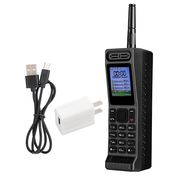 W2 Fyrkort Fyrdubbel Standby QuadBand 2G Retro Bluetooth 4800mAh Mobiltelefon 100240V US (Svart)