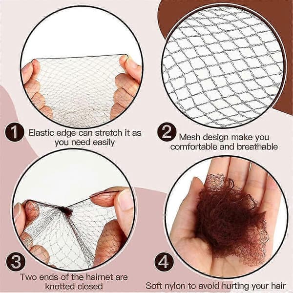 50 STK Mesh Hårnett og 100 STK U-formede Hårnåler for Matservering Brown
