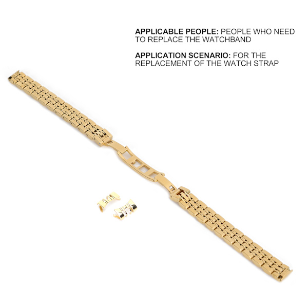 10mm rostfritt stålarmband ersättning klockarmband rem tillbehör för urmakare (guld)