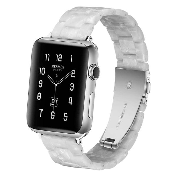 Kompatibel med Apple Watch Strap 38-40 mm / 42-44 mm Series 5/4/3/2/1, slankt resin-armbåndsudskiftningstilbehør til urbånd 38-40mm Pearl White