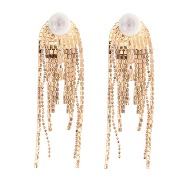 2PCS Rhinestone Dangling Tassel Øreringe Fashionable Bryllup Brud Tassel Dangle Drop Øreringe til Kvinder og Piger Guld