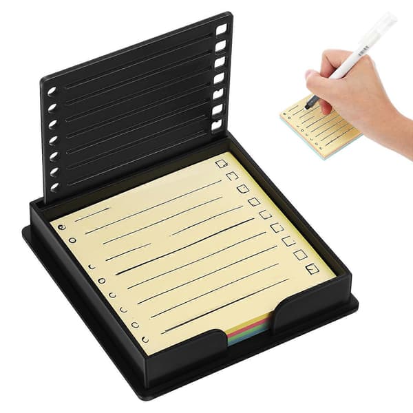 Memo Pad Template Practical Note Holder for Office, Study, Home Use Black 7.60X7.60X1.00CM Large Capacity 1Set Black[TT] Black 7.60X7.60X1.00CM