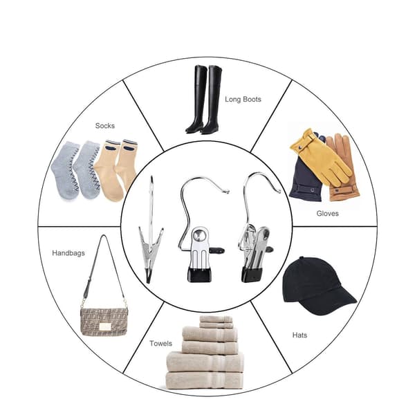 14 Portable Laundry Hooks, Non-Slip Metal Boot Hangers, Easy Handling