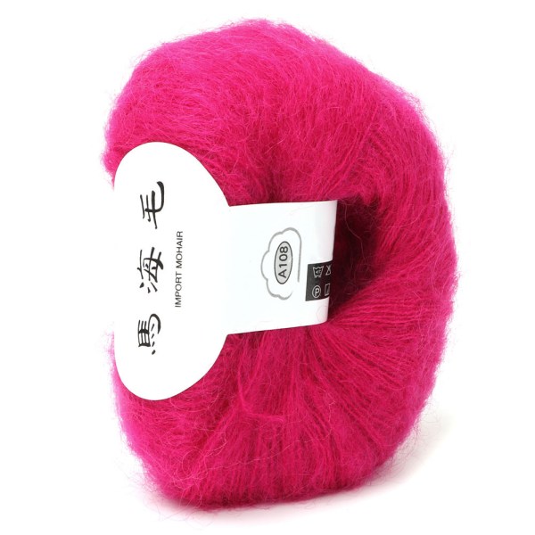 Populær myk mohair pashm strikket angora lang ullgarn varmt (rosa rød)