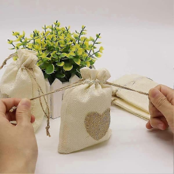 30 stk. Hessian med hjerter gavepose