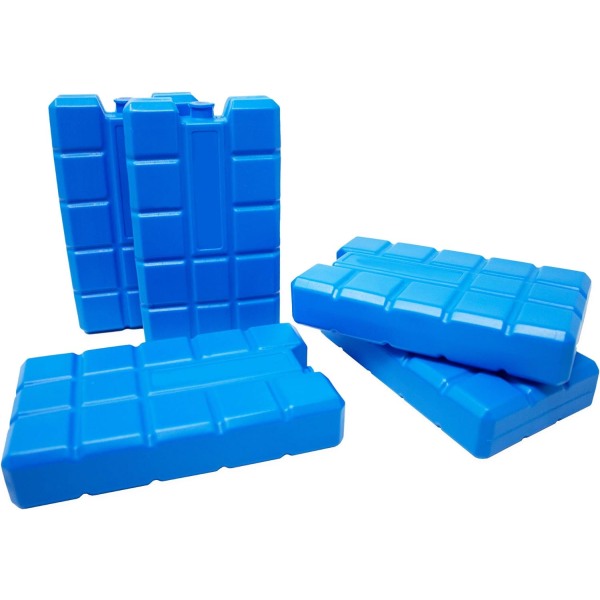 Sett med 6 ispakker med 400 ml hver, 6 blå kjøleelementer til kjølebagen eller kjøleboksen 6 Stück