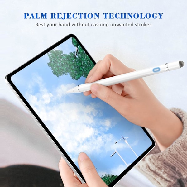 Penna kompatibel för Apple iPad, Active Pen with Palm Rejection, Tilting Detection, Kompatibel med iPad Pro (11/12,9 tum), iPad 6/7/8th Gen, iPad White