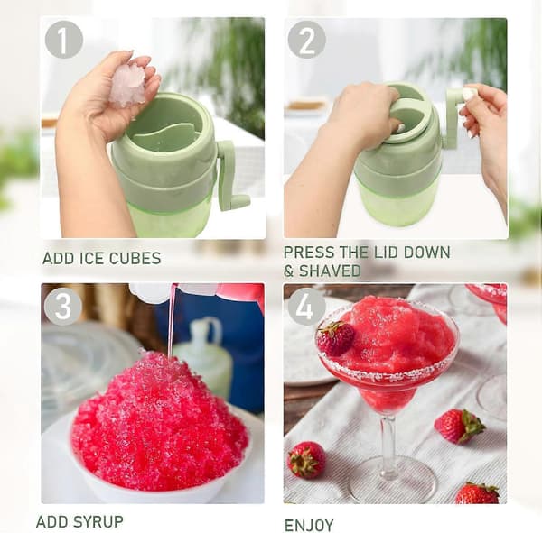 Iskutter - manuell isknuser for desserter, smoothies, barbert is, egnet for bærbar bruk hjemme og utendørs