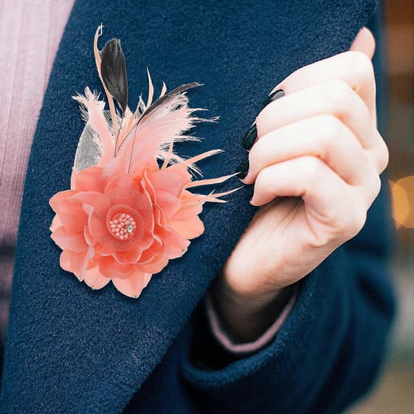 Duo Brosch Blomsterpannband för Dekor 1st Rosa[TT]