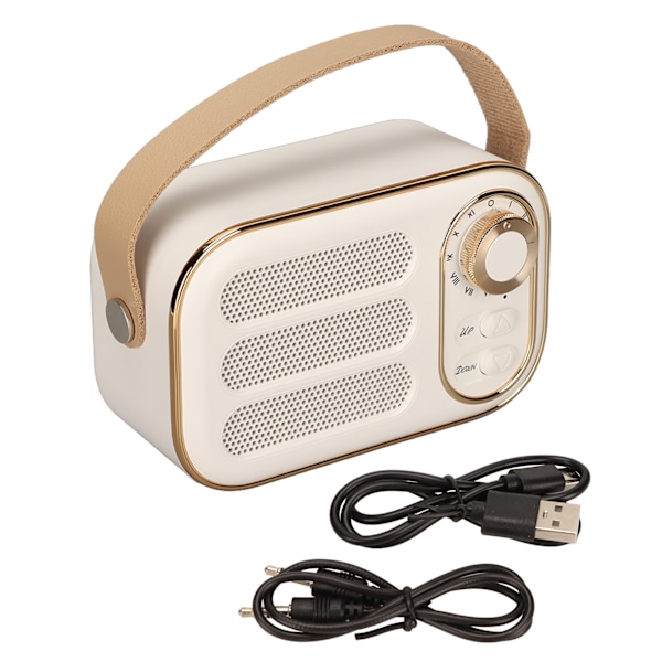 Bluetooth Högtalare Stereo HiFi Ljud USB Laddning Retro Portabel Trådlös Högtalare för Hemresa Vit
